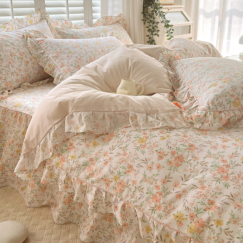 Bed Skirt Model Cotton Bedding Four-piece Set Sheet Quilt Cover Pi-Mart