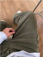 Cargo Jeans Washed-out Vintage Large Pocket Straight-leg Pants Lootquake LLC