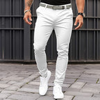 Men's Pure Color Tight Pocket Zipper Business Casual Slim-fitting Trousers Pi-Mart