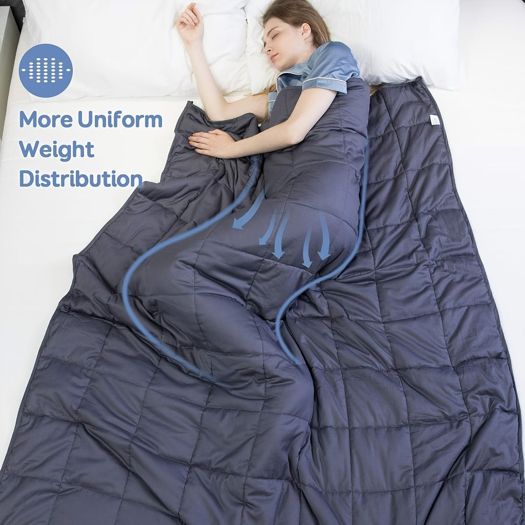 1pc, Weighted Blanket (60''x80'',12lbs,15lbs, 20lbs, Queen Size Dark Grey) for Adults, High Breathability Heavy Blanket, Soft Material with Premium Glass Beads