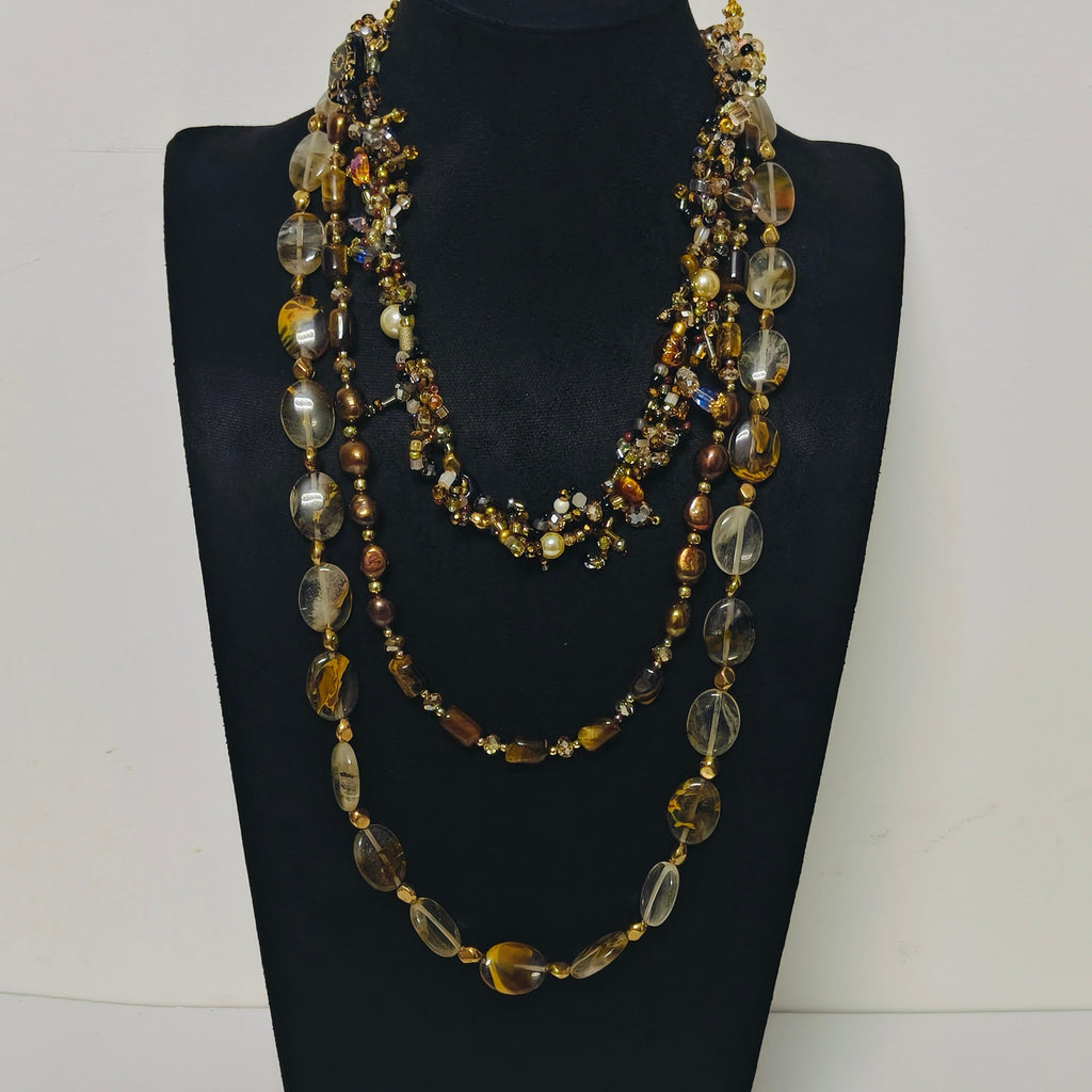 Handmade Premium Crystal Necklace |  Artisan Woven Jewelry with Alloy Accents  | Elegant Sparkling Statement Necklace for Women (MAC344)