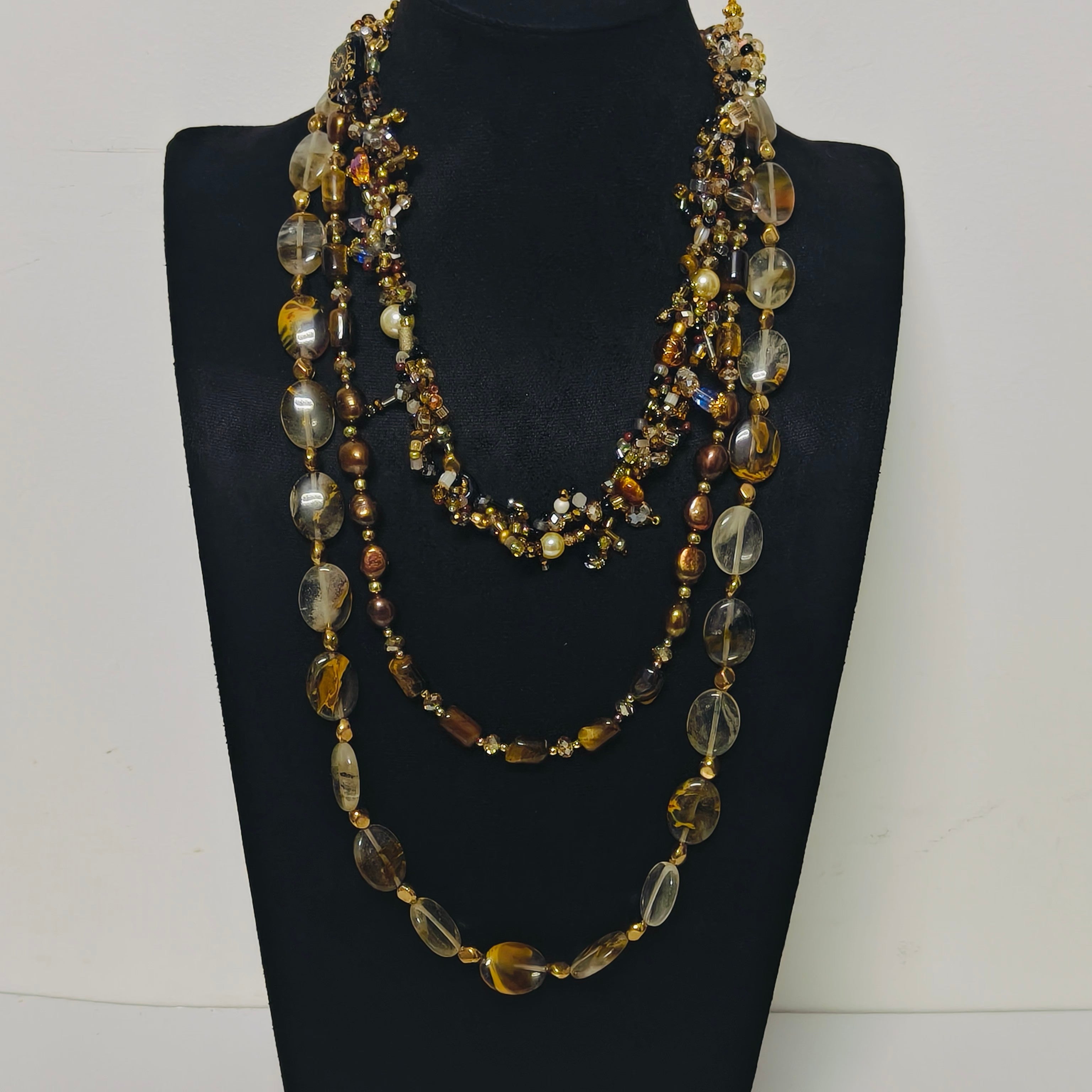 Handmade Premium Crystal Necklace |  Artisan Woven Jewelry with Alloy Accents  | Elegant Sparkling Statement Necklace for Women (MAC344)