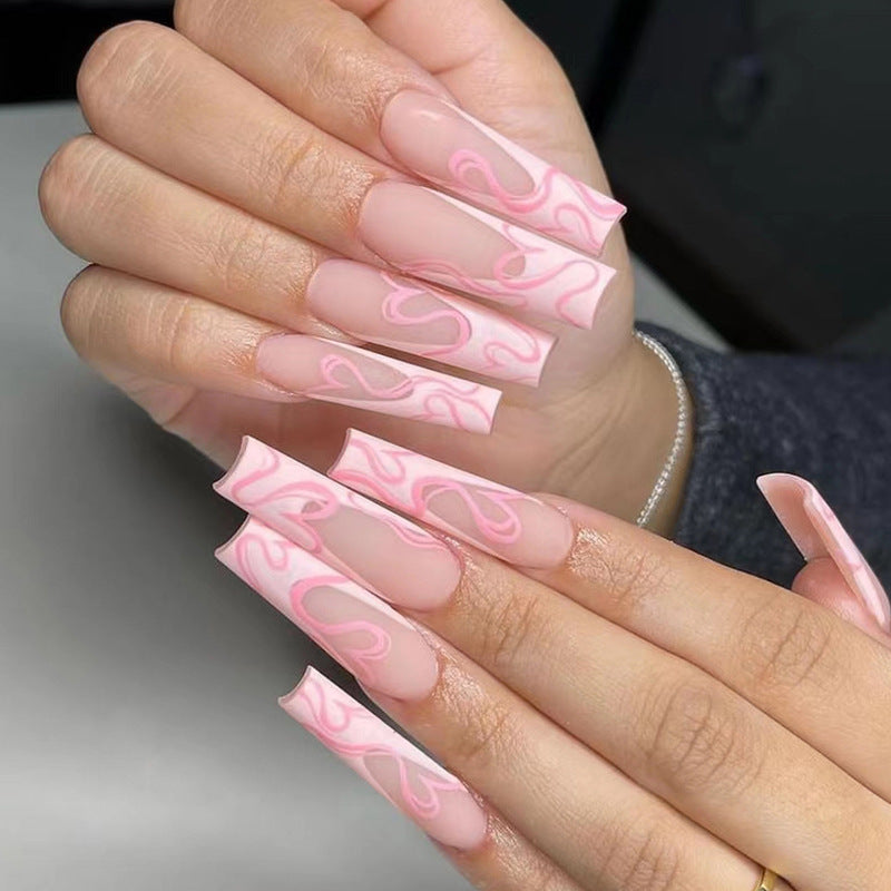 Heart Stripe Fake Nails Pi-Mart