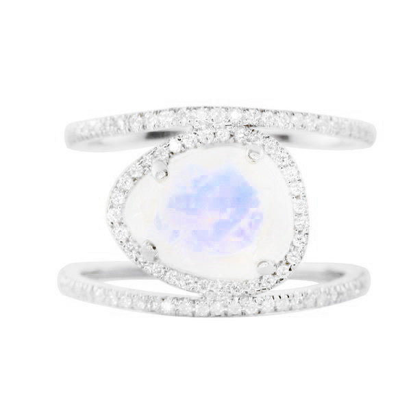 Double Band Moonstone Ring - SJB-DIAMOND ELITES