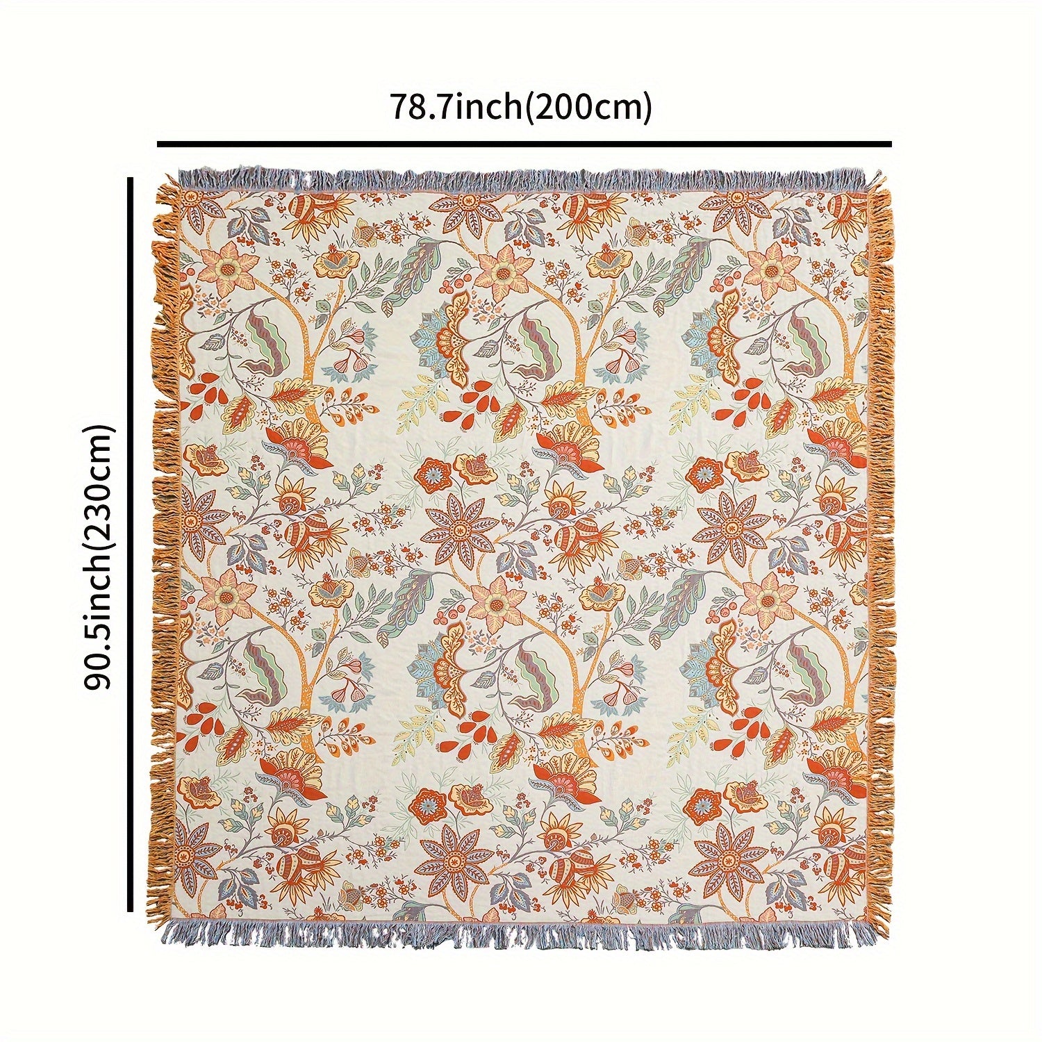 1pc Cotton Embroidered Tassel Blanket Bohemian Style Pattern Nap Cover Quilt Sofa Blanket Bed Sheet Bed Blanket
