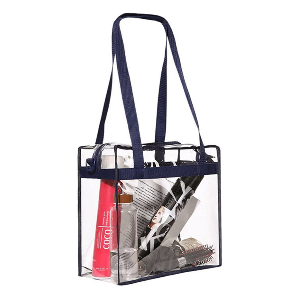 PVC transparent bag, square oversized travel tote bag, storage bag portable shoulder shopping bag, clear bag for stadium events - SJB-DIAMOND ELITES