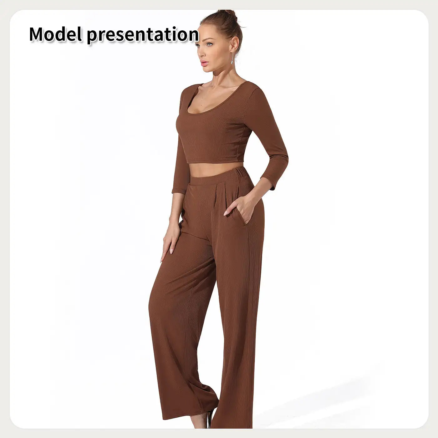 Women's Fashion Simple Solid Color Top Pants Set - SJB-DIAMOND ELITES
