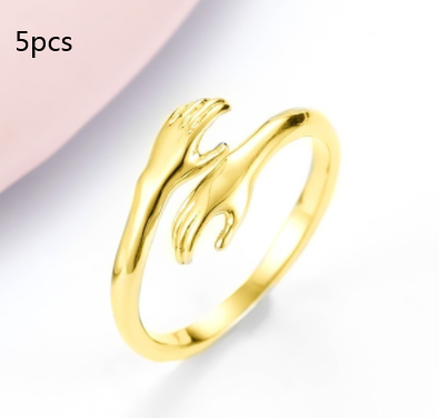 Alloy Simple Hands Hug Ring Opening Adjustable Jewelry Pi-Mart