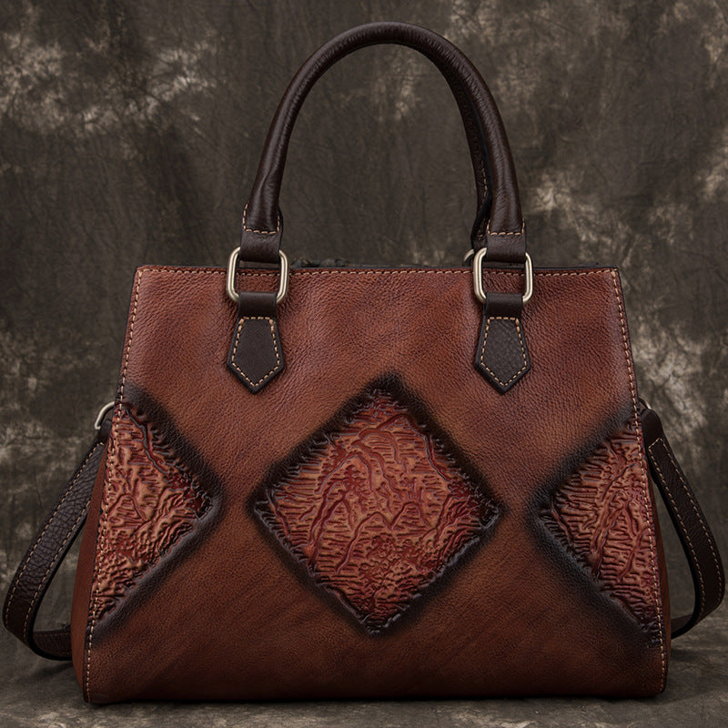 Top Layer Cowhide Retro European And American Fashion Casual Handbag Pi-Mart