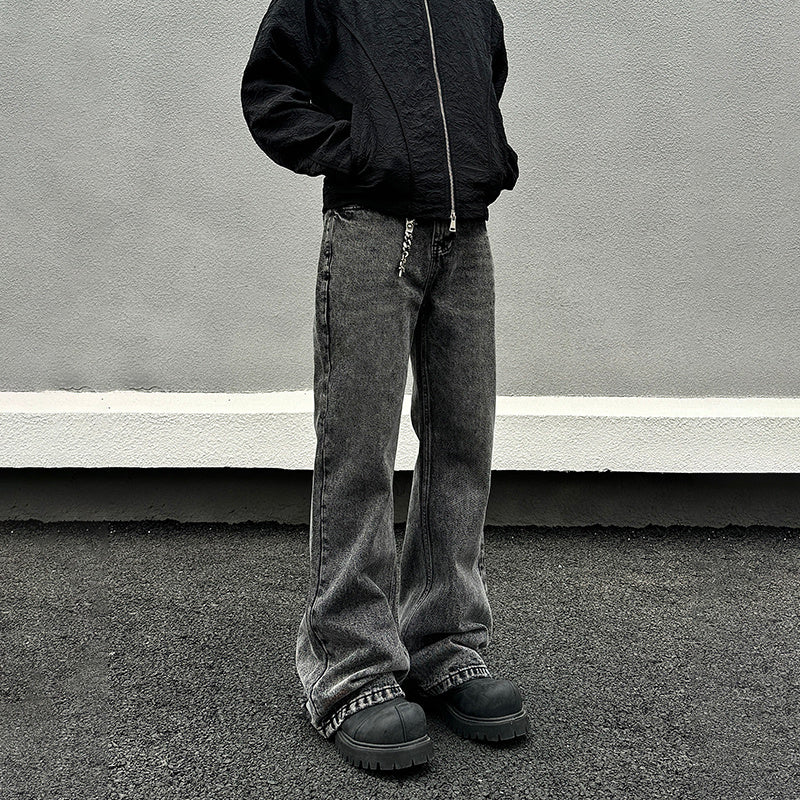 Washed Distressed Gray Skinny Jeans Men's Straight Pants Lootquake LLC