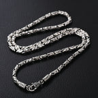 Men's Fashionable Silver Plaid Necklace Pi-Mart