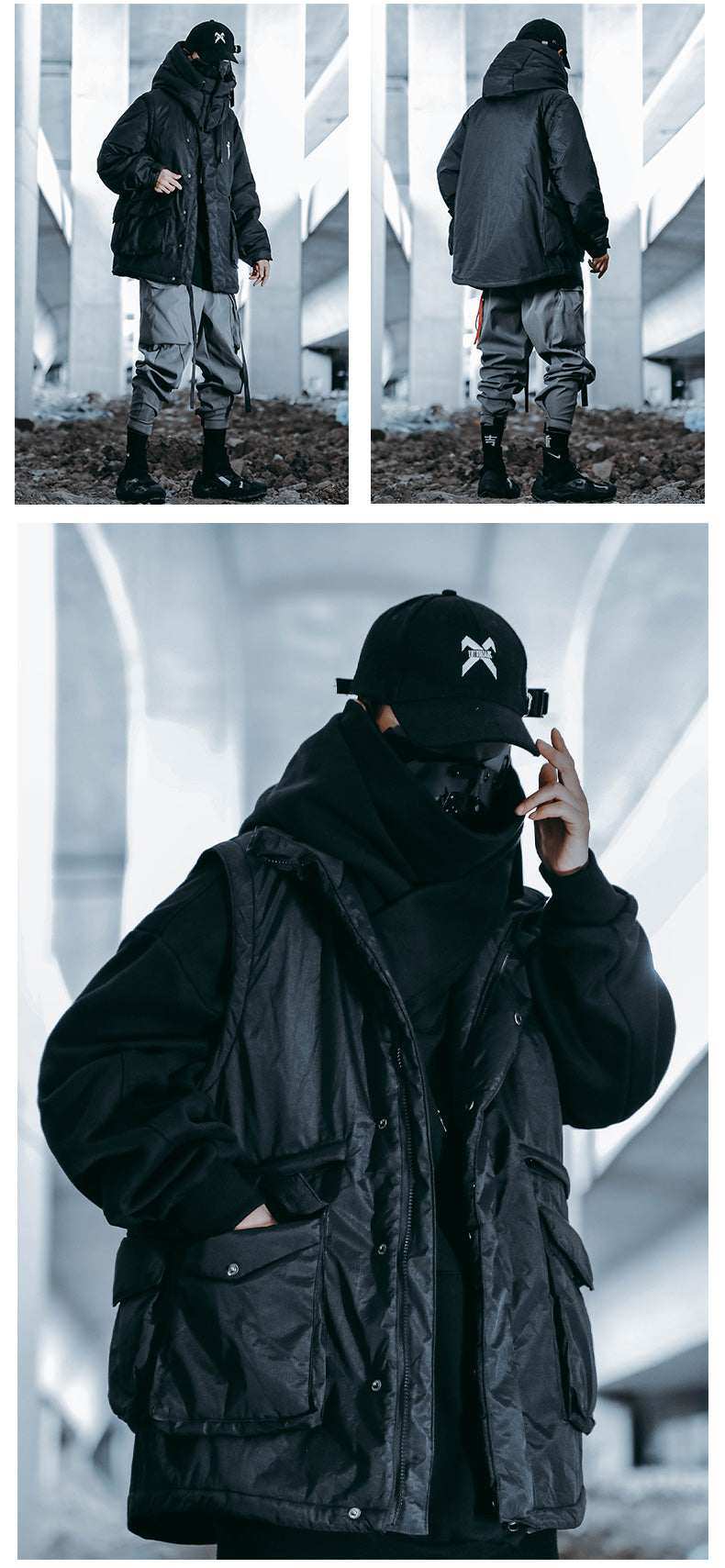 Men's Loose Casual Fish Mouth Hat Cotton-padded Jacket