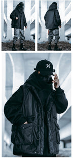 Men's Loose Casual Fish Mouth Hat Cotton-padded Jacket