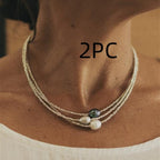 Artistic Vintage Bead Necklace Natural Freshwater Pearl Pi-Mart