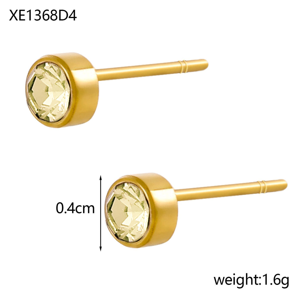 Stainless Steel Gold-plated Birthday Stone Constellation Diamond Bone Nail Pi-Mart