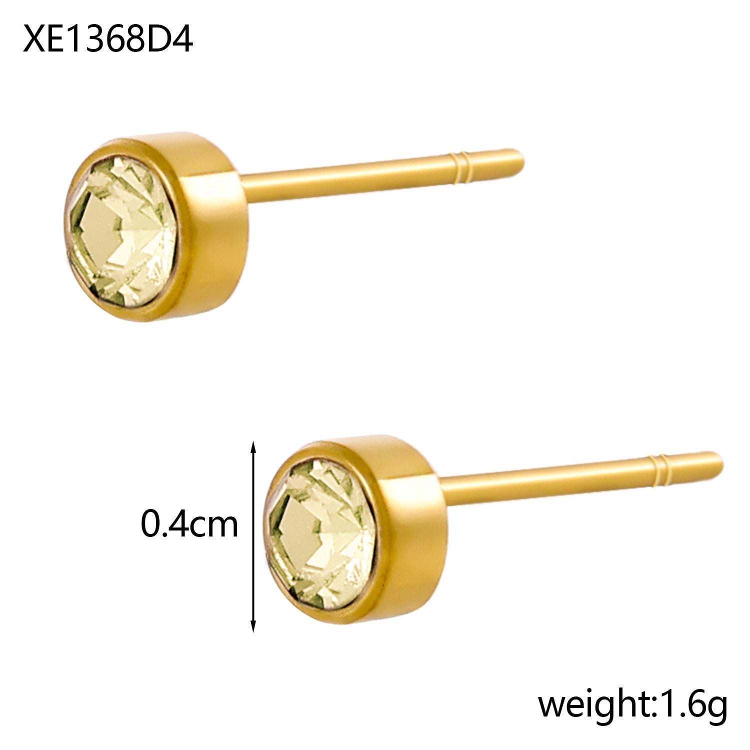 Stainless Steel Gold-plated Birthday Stone Constellation Diamond Bone Nail Pi-Mart