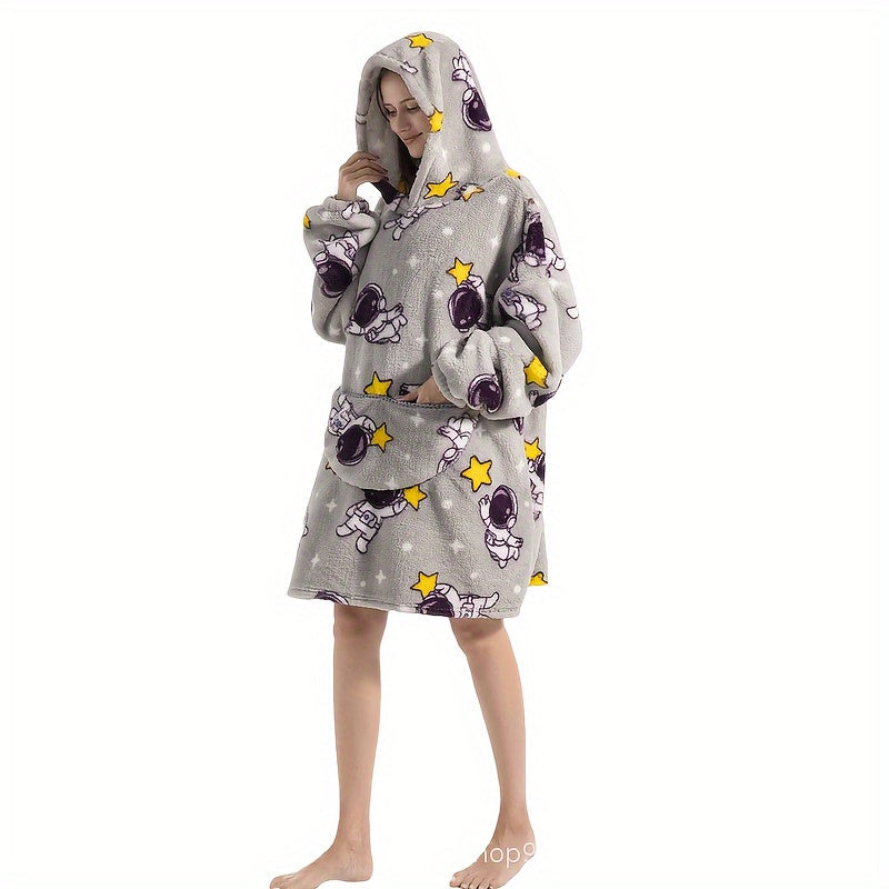 1pc Home Wearable Lazy Blanket Hooded Cold Wear Outdoor Cold Clothes Lazy Sweatshirt Soothing Fleece Thick Robe