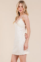 New Summer Lace Detail Adjustable Strap Mini Cami Dress For Women Feminine and Elegant Lace-Detail Cami Dress with Adjustable Straps