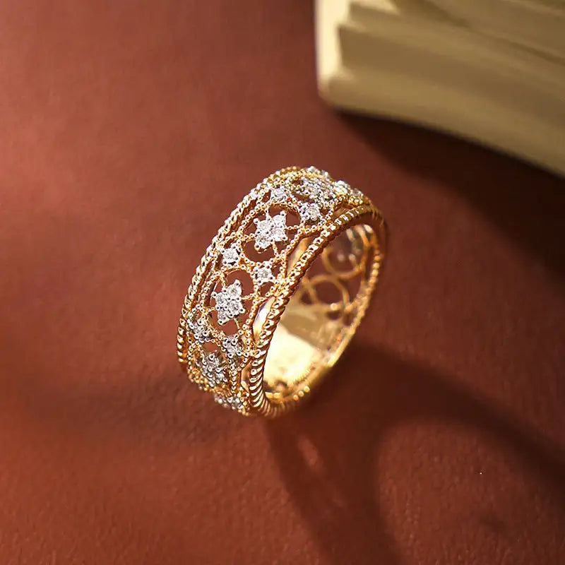 Carved Gold Vintage Court Style Hollow Pattern Ring Lootquake LLC