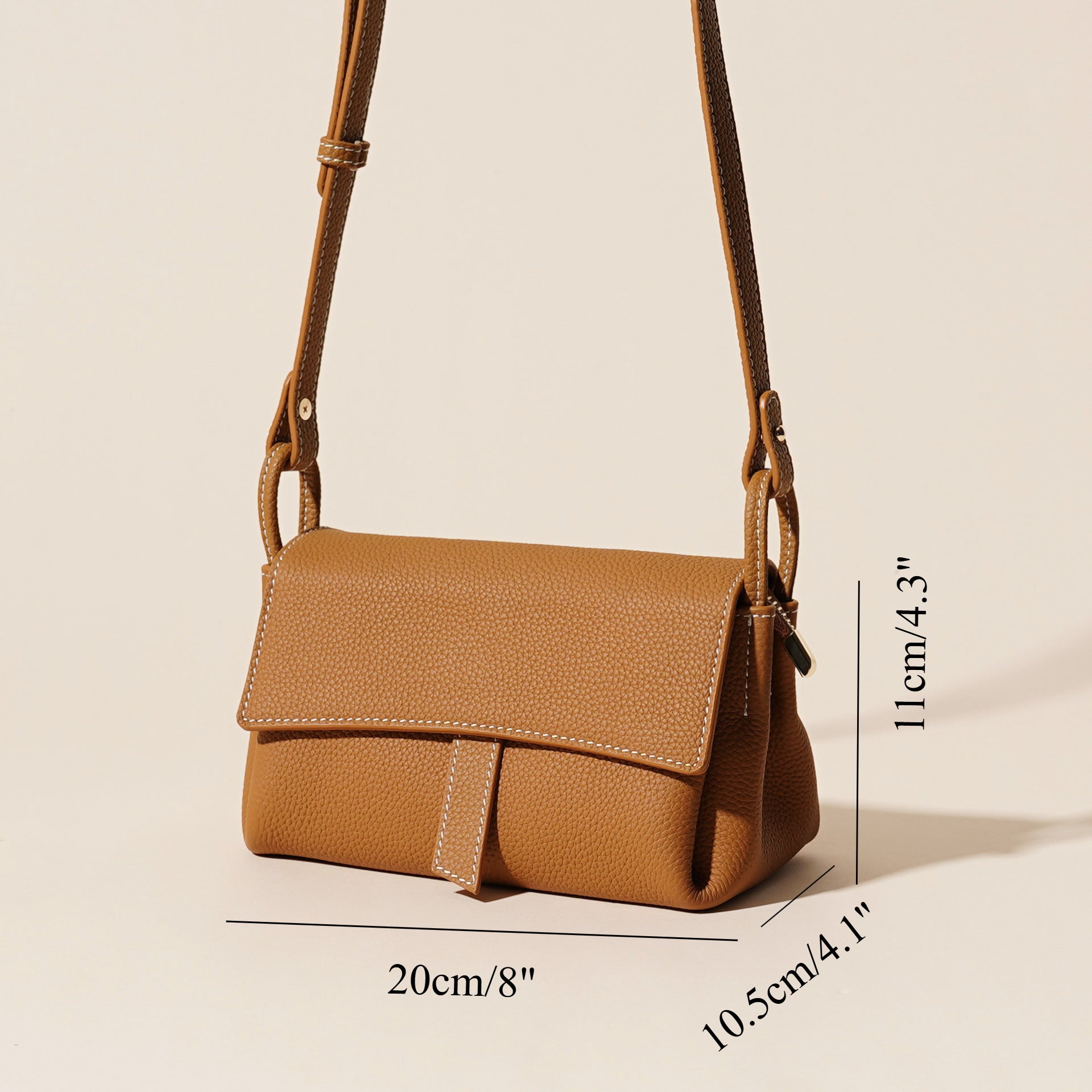 Genuine Leather Women's Bag, Cowhide Small Shoulder Bag, Soft Leather Versatile Simple Solid Color Shoulder Messenger Bag, Small Crossbody Bag for Women with Flaps - SJB-DIAMOND ELITES