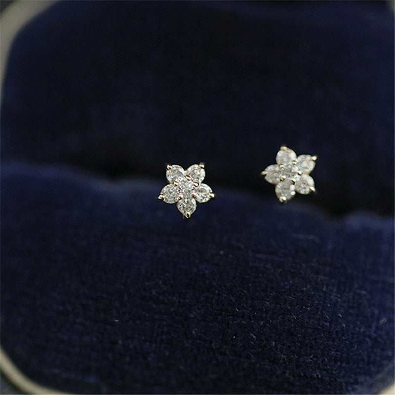 Plated Silver Gold Flower Earrings Pi-Mart