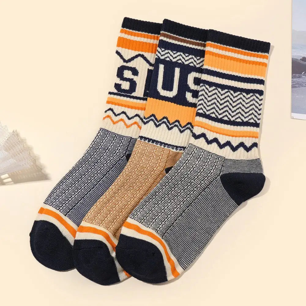 Six Pairs Of Men's And Women's Fashionable Socks With Letter Patterns - Offering Fashion And Comfort For Daily Wear And Suitable For All Four Seasons. - SJB-DIAMOND ELITES