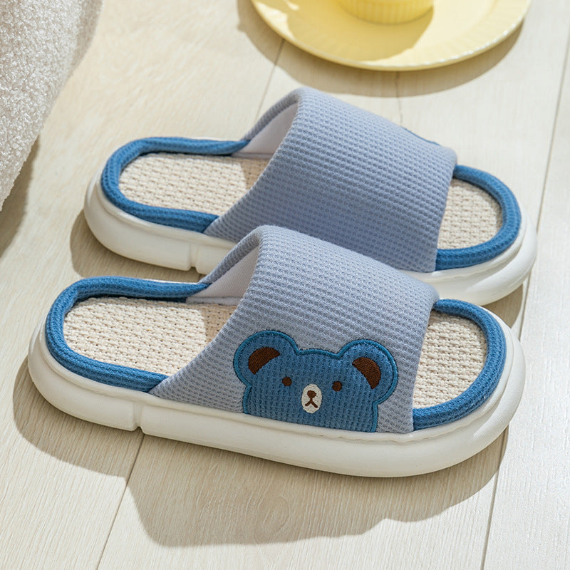 Cute Rabbit Slippers Linen House Shoes For Women Pi-Mart