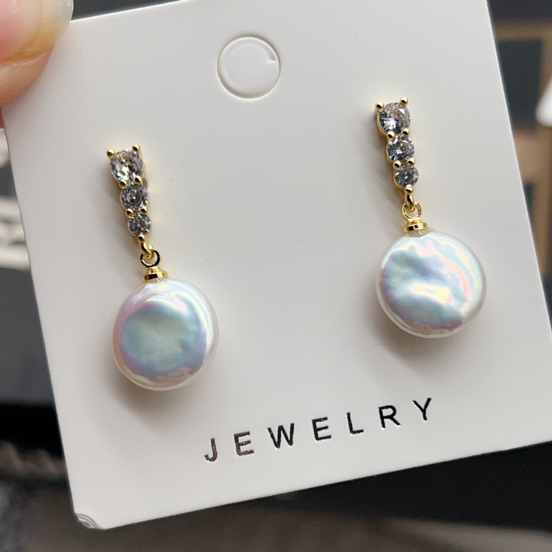 Classic Double Bead Baroque Stud Earrings Pi-Mart