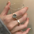 Small Pieces Of Silver Natural Stone Open Ring For Women Lootquake LLC