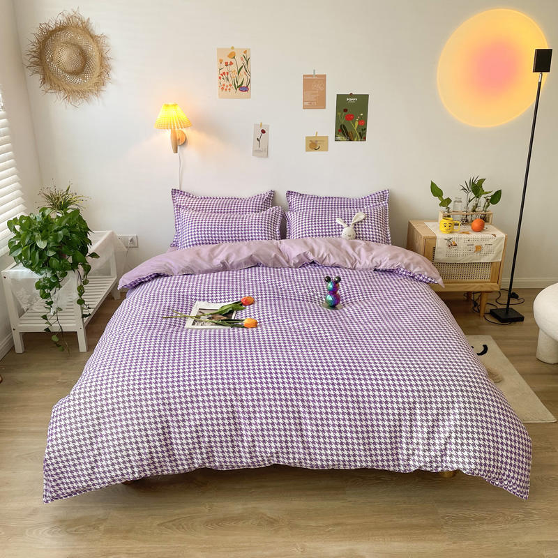 Student Dormitory Thick Sanded Aloe Cotton Four-piece Set Bed Linen Quilt Cover Bedding Pi-Mart