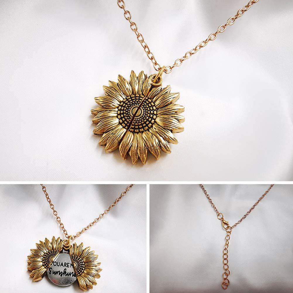 You Are My Sunshine Sunflower Necklace Women Men Pi-Mart