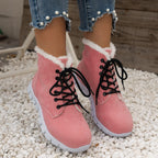 Lace-up Flats Plush Shoes Fashion Women's Boots Pi-Mart