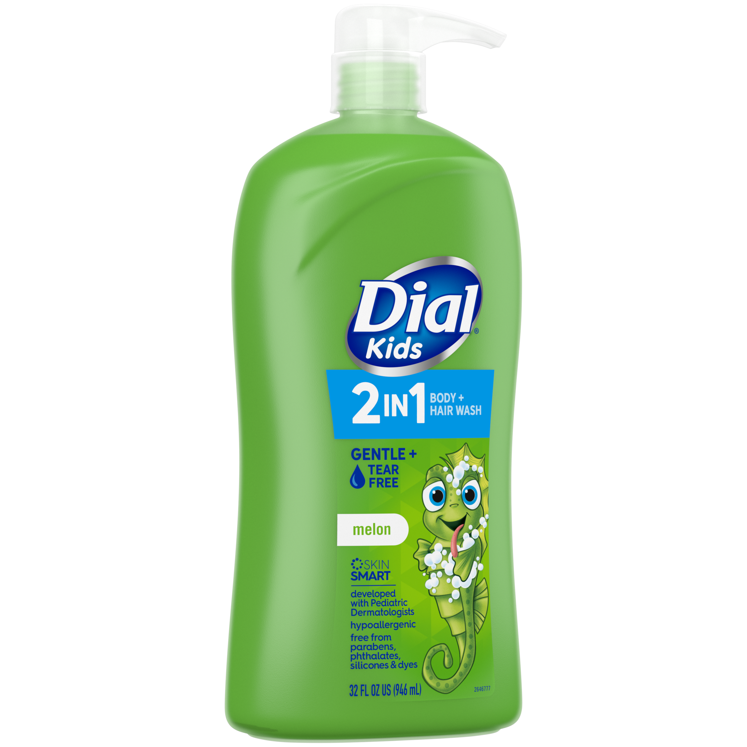 Dial Kids 2-in-1 Body+Hair Wash, Melon, 32 fl oz