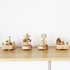 Wooden Music Box Music Box Creative Home Decoration Gifts Children's Birthday Gifts Carousel Swing Rabbit Pi-Mart
