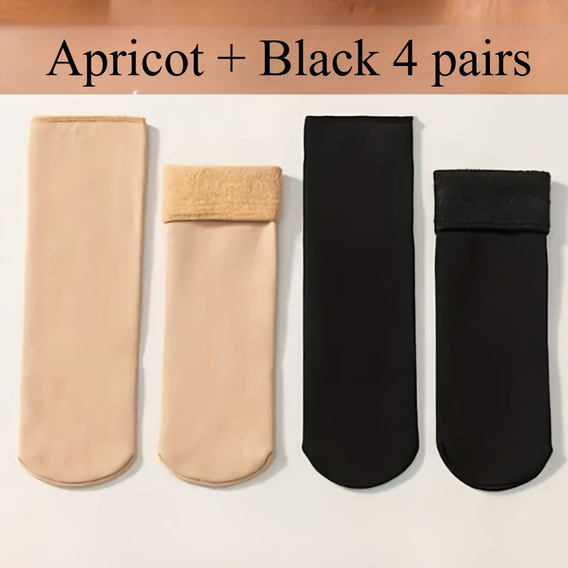 4 Pairs Snow Socks With Plush Lined, Thickened Warm Floor Socks, Winter Cold Cold Warm Socks Lootquake LLC