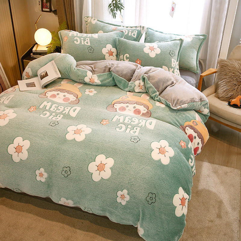 Milk Duvet Set Single Thickened Double Sided Duvet Cover Pi-Mart