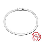S925 Sterling Silver Bracelet Flat Snake Bone Pi-Mart