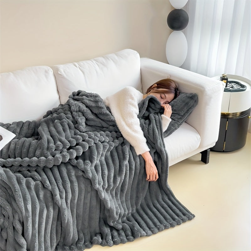 1pc Luxurious Faux Rabbit Fur Throw Blanket - Cozy for Couch, Office, Outdoor & Travel Use - Double-Sided, Warm & Lightweight Lootquake LLC