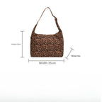 Large capacity leopard print hobo bag, tote bag women, fashion versatile shoulder bag, canvas bag leisure commuting