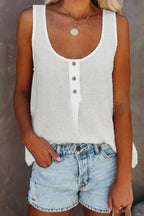 Button Textured Cotton Tank Top - SJB-DIAMOND ELITES