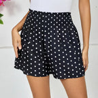 Ladies' Polka Dot Printed Sherry Shorts With Drawstring And Casual Shorts - SJB-DIAMOND ELITES
