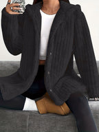 Hooded Loose Plush Coat Women's Regular Sleeve Pi-Mart