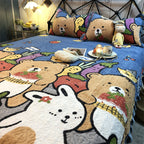 Warm Sunflower Milk Pile Bed Cover Three Piece Set Pi-Mart
