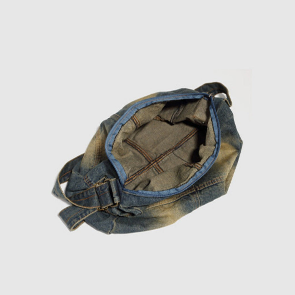 Washed old denim hobo bag, large capacity hobo shoulder bag, sweet cool babes underarm Retro denim shoulder bag - SJB-DIAMOND ELITES
