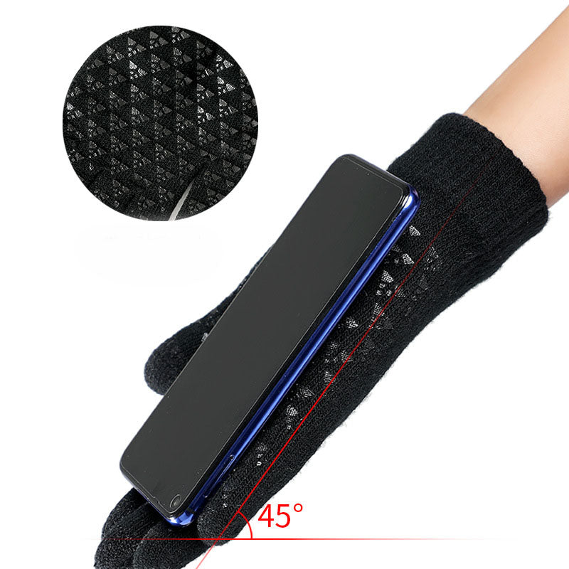 Winter Knitted Gloves For Men And Women Warm Cycling Anti-Cold Anti-Slip Triangular Offset Warm Gloves Pi-Mart