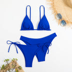 Essential Edge 3-Piece Bikini Set for Women – Solid Color High-Cut Triangle Top Two-Style Bottoms with Side Lace-Up Design & Quick-Drying Comfort – Versatile Women's Swimwear for Summer Pool Beach & Travel Stevvex