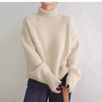 High-neck Women's Loose Versatile Knit Pullover Sweater Pi-Mart