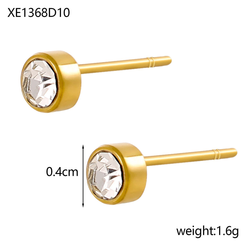 Stainless Steel Gold-plated Birthday Stone Constellation Diamond Bone Nail Pi-Mart