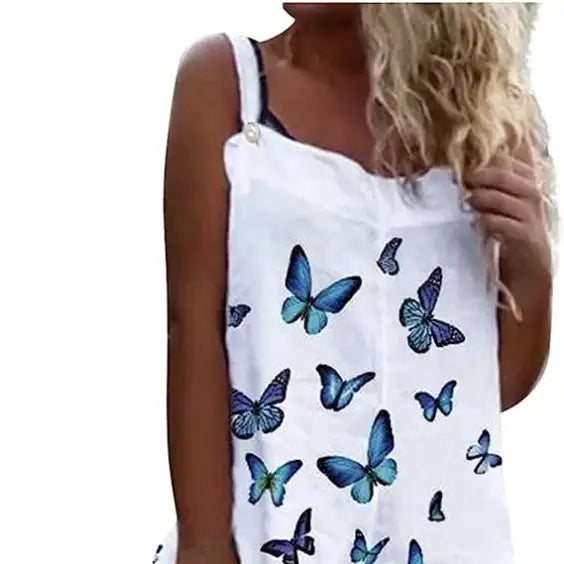 Ladies' Butterfly Printed Button Detail Casual Style Overalls - SJB-DIAMOND ELITES