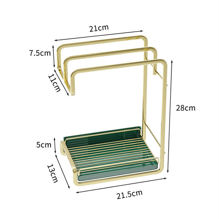 Sponge Holder Wall Mounted Kitchen Organizer Dish Drainer Brush Soap Rack With Drain Tray Rag Rack Bathroom Kitchen Accessories Pi-Mart